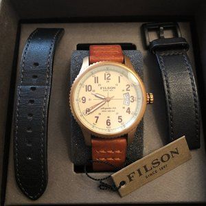 Filson x Shinola Mackinaw Brown and Black Straps Field Watch w Box and Tags RARE